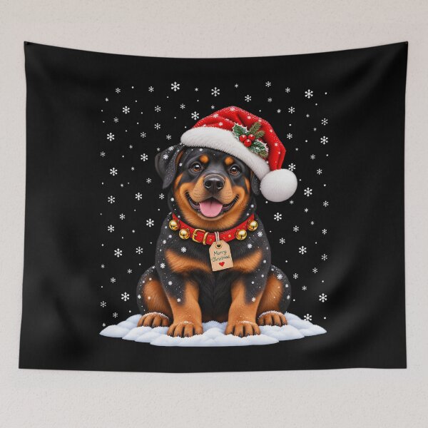 Item preview, Rottweiler Christmas with a Santa Hat and Gold Charm designed and sold by jamesdurhaman.