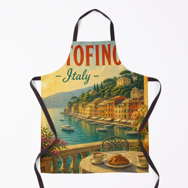 Item preview, Portofino Italy – Vintage Harbour Breakfast Travel Poster designed and sold by LSVart.