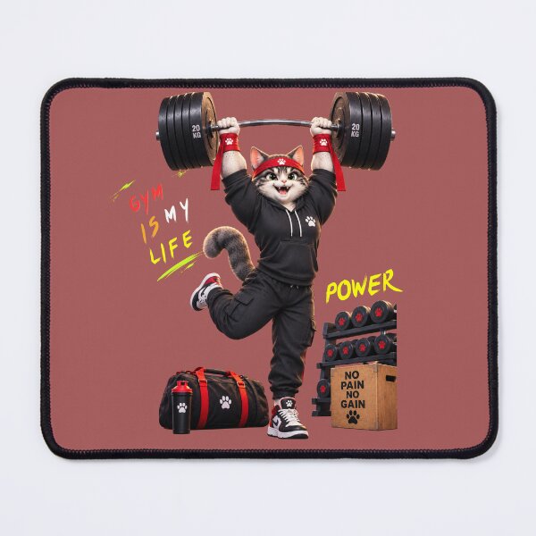 Item preview, Gym Is My Life Power Cat Lifting Weights Funny Fitness Shirt designed and sold by Ibrahimsaeed27.