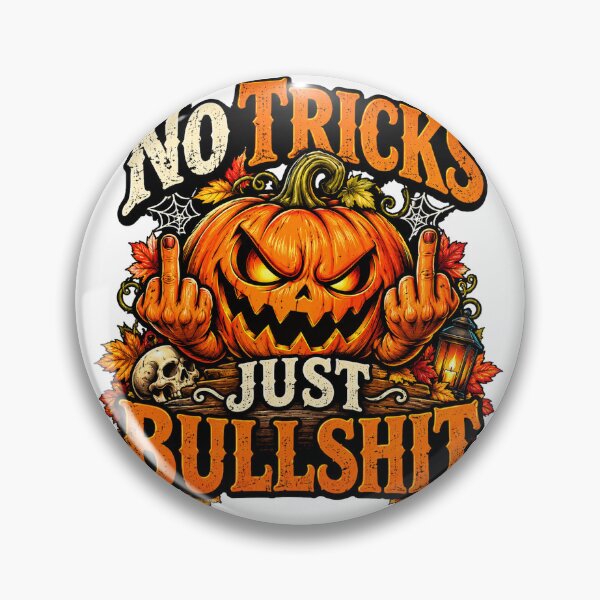 Item preview, No Tricks Just Bullshit – Funny Sarcastic Halloween Pumpkin Design designed and sold by CreativeNest Prints.