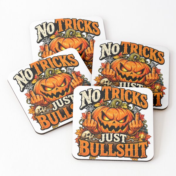 Item preview, No Tricks Just Bullshit – Funny Sarcastic Halloween Pumpkin Design designed and sold by CreativeNest Prints.
