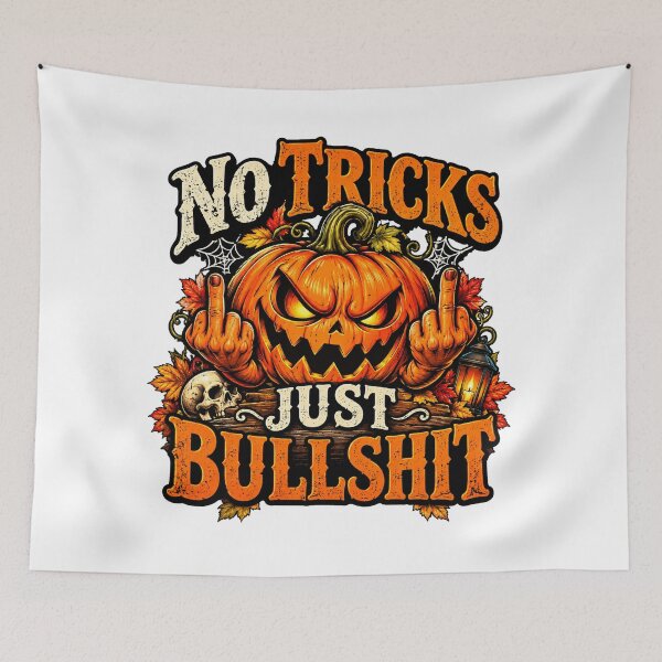 Item preview, No Tricks Just Bullshit – Funny Sarcastic Halloween Pumpkin Design designed and sold by CreativeNest Prints.