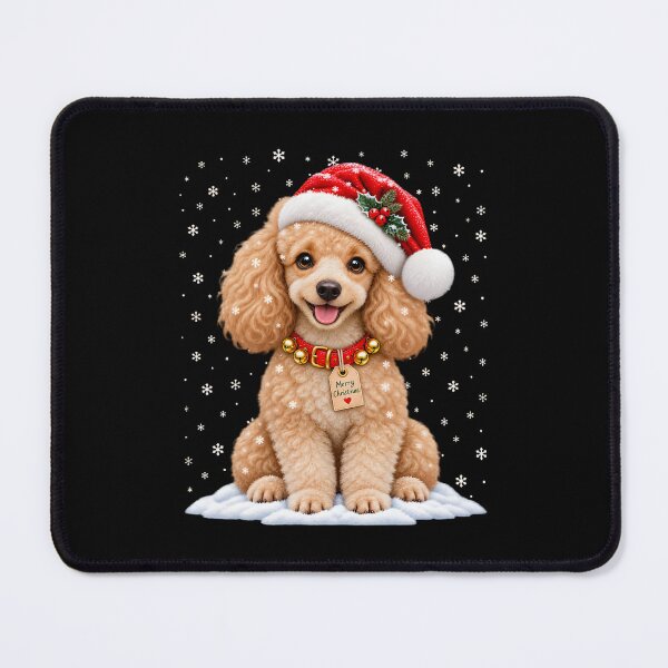 Item preview, Poodle Christmas with a Santa Hat and Holiday Collar designed and sold by jamesdurhaman.