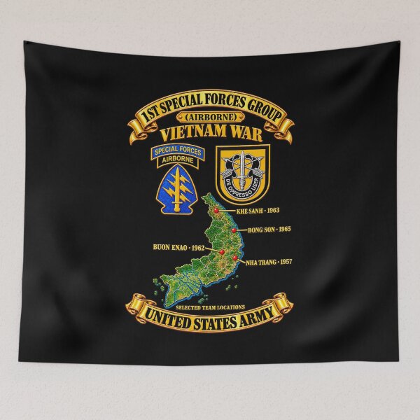 Item preview, 1st Special Forces Group w Flash - SSI - Vietnam Map w Selected Team Locations - 3D - Transparent designed and sold by Military Insignia Products.