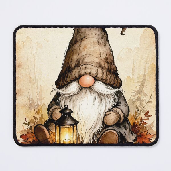 Item preview, Cozy Autumn Gnome with Lantern – Vintage Fall Watercolor Art designed and sold by Darlin8888.