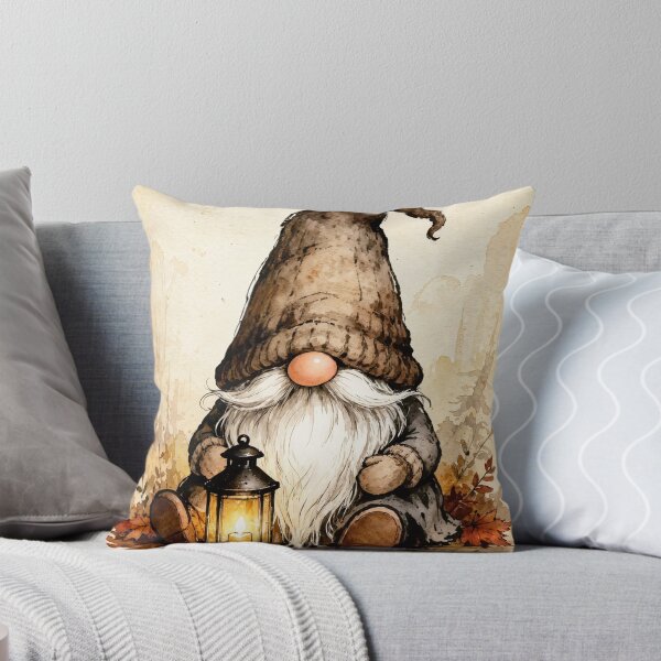 Item preview, Cozy Autumn Gnome with Lantern – Vintage Fall Watercolor Art designed and sold by Darlin8888.