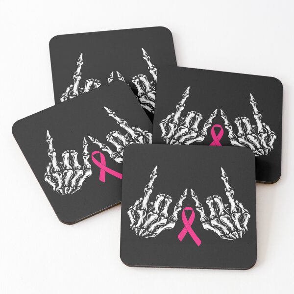 Item preview, Skeleton Rock Hand Breast Cancer Awareness Cool Pink Ribbon  designed and sold by FalliesBlink.
