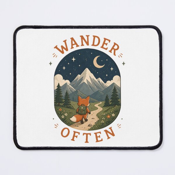 Item preview, Wander Often Cute Fox Adventure Mountain Moon Nature Illustration designed and sold by dreamz-world.