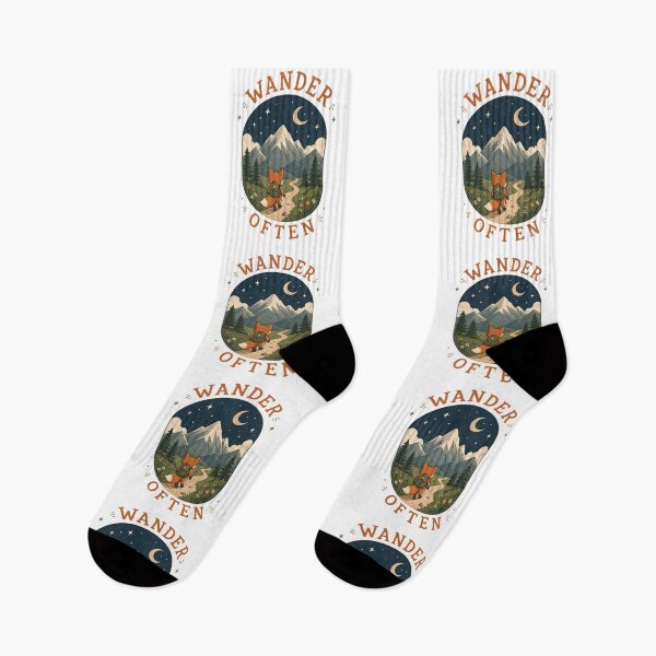 Item preview, Wander Often Cute Fox Adventure Mountain Moon Nature Illustration designed and sold by dreamz-world.