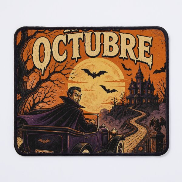 Item preview, Hola Octubre Vampire Haunted Car Retro Halloween designed and sold by Shadryx.