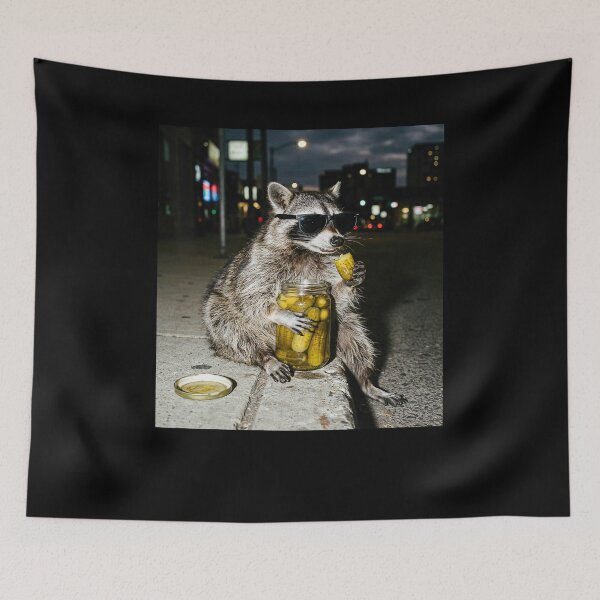Item preview, Raccoon Eating Pickle funny Meme designed and sold by ellapaintcoast.