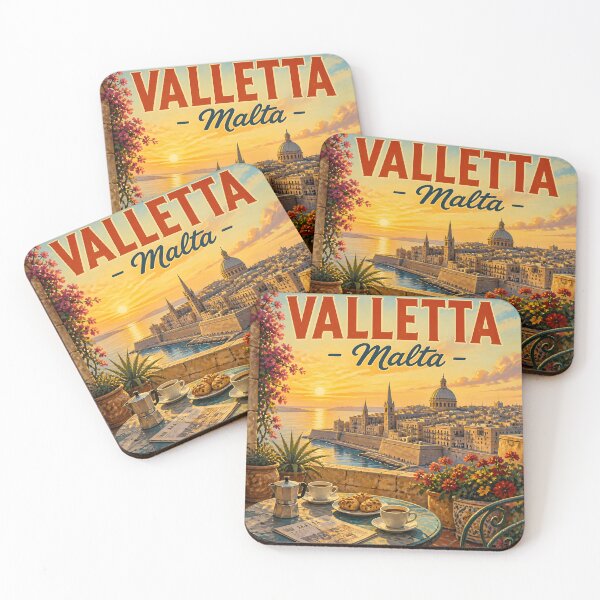 Item preview, Valletta Malta – Vintage Skyline Breakfast Travel Poster designed and sold by LSVart.
