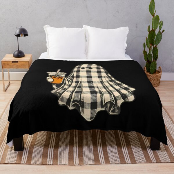 Item preview, Plaid Ghost Holding Iced Coffee Drink designed and sold by Linework Studio.