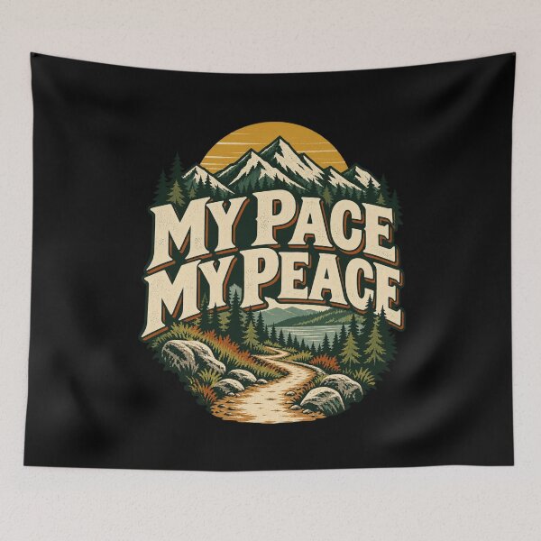 Item preview, My Pace My Peace Vintage Hiking Mountains designed and sold by Good Mood Foundry.