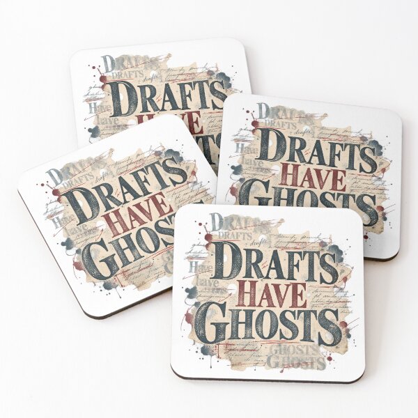 Item preview, Drafts Have Ghosts – Surreal Poetcore Writer Typography designed and sold by Golden Era Studio.
