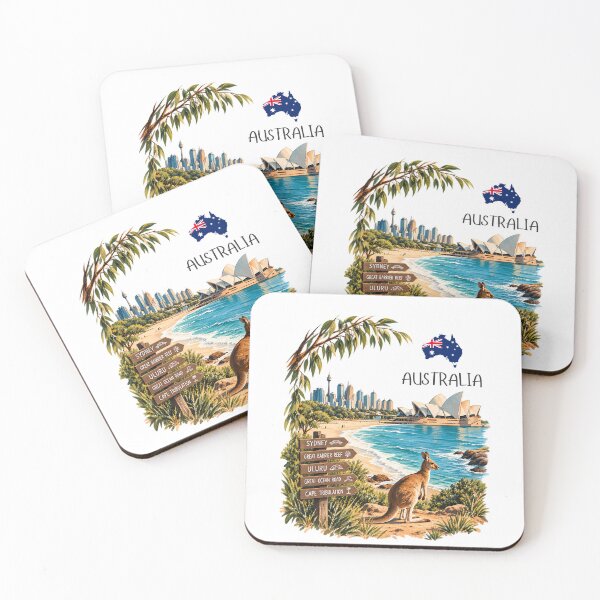 Item preview, Australia Travel & Wildlife - Kangaroo, Koala and Sydney Harbour Illustration designed and sold by IslandWild Co.