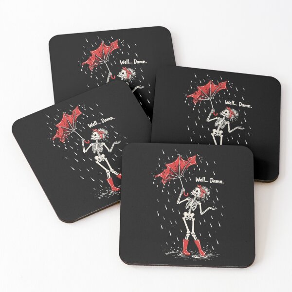 Item preview, Well... Damn. Skeleton Rain Humor Sarcastic Goth Design designed and sold by FolkGraphics.