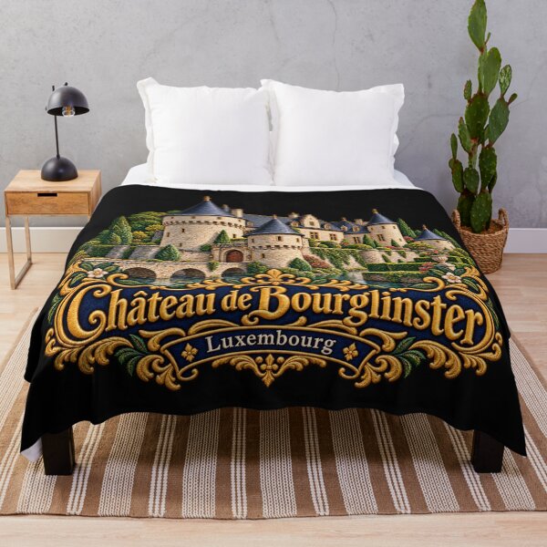 Item preview, Bourglinster Castle Luxembourg Ornate Embroidered Travel Art designed and sold by Emoji Emblems.