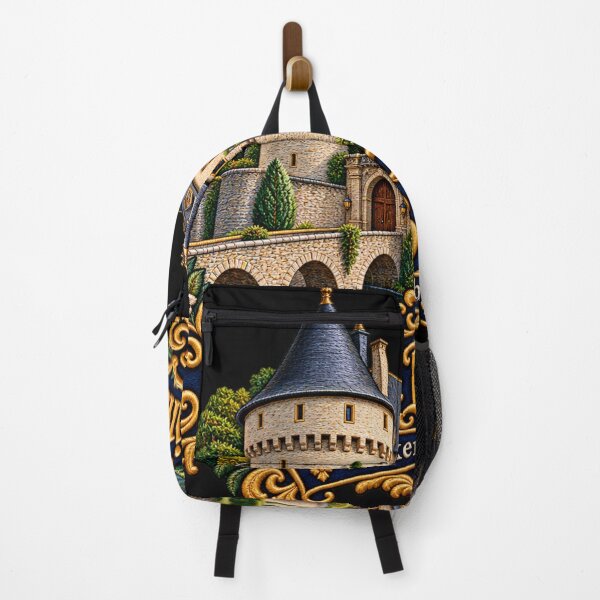Item preview, Bourglinster Castle Luxembourg Ornate Embroidered Travel Art designed and sold by Emoji Emblems.
