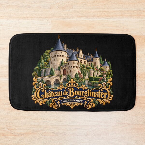 Item preview, Bourglinster Castle Luxembourg Ornate Embroidered Travel Art designed and sold by Emoji Emblems.
