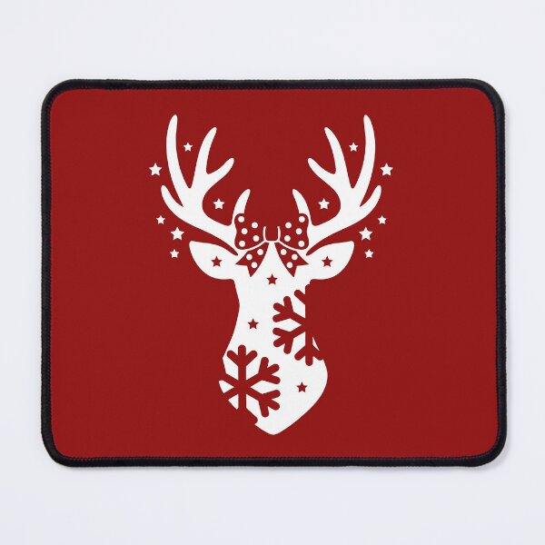 Item preview, Christmas Reindeer Head Silhouette with Snowflakes and Polka Dot Bow designed and sold by Osmose-Studio.