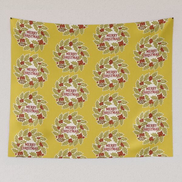 Item preview, Merry Christmas Vintage gold mustard designed and sold by BessoChicca.