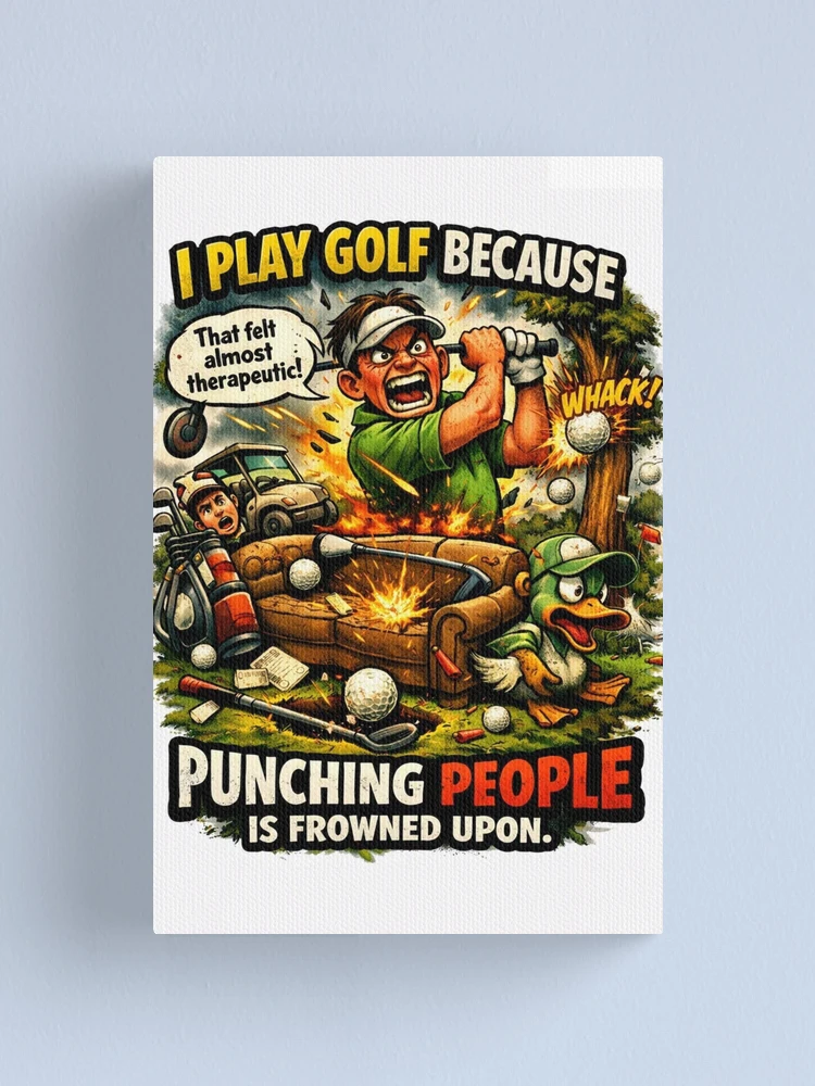 Thumbnail 1 of 3, Canvas Print, Golf Rage Comic Style Design designed and sold by RMBPrintStudio.