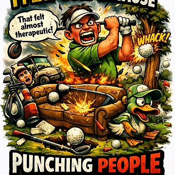 Artwork thumbnail, Golf Rage Comic Style Design by RMBPrintStudio