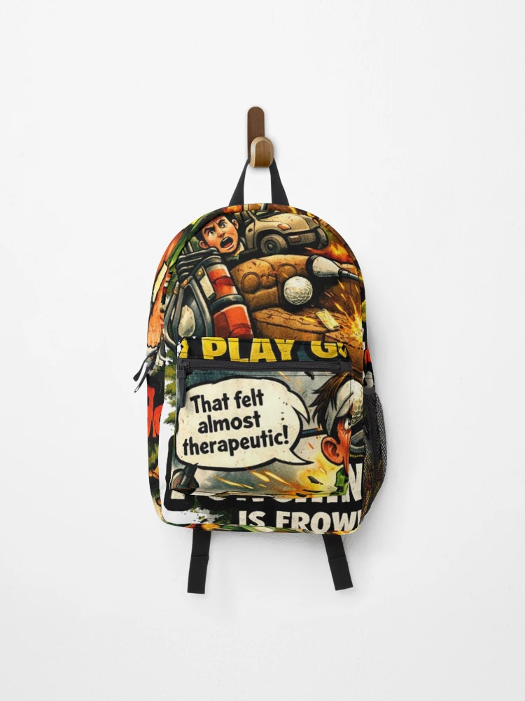 Thumbnail 1 of 3, Backpack, Golf Rage Comic Style Design designed and sold by RMBPrintStudio.