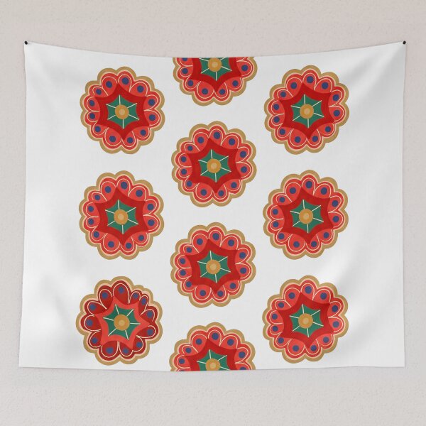 Item preview, Red Retro Flower Medallion Repeat Pattern designed and sold by Fani*.