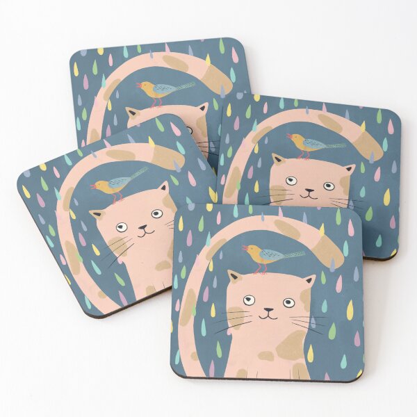 Item preview, Cat and Bird, Rainy Day Friends designed and sold by Eleanore Ditchburn.