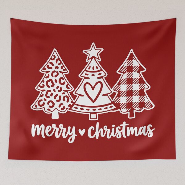 Item preview, Merry Christmas Leopard Print and Buffalo Plaid Christmas Trees with Heart designed and sold by Osmose-Studio.