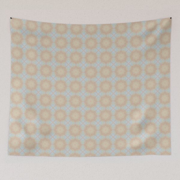 Item preview, Soft Sandy Ochre Sky Blue Octagonal Tile Pattern Mandala - Duvet Cover designed and sold by ArithraStudio.