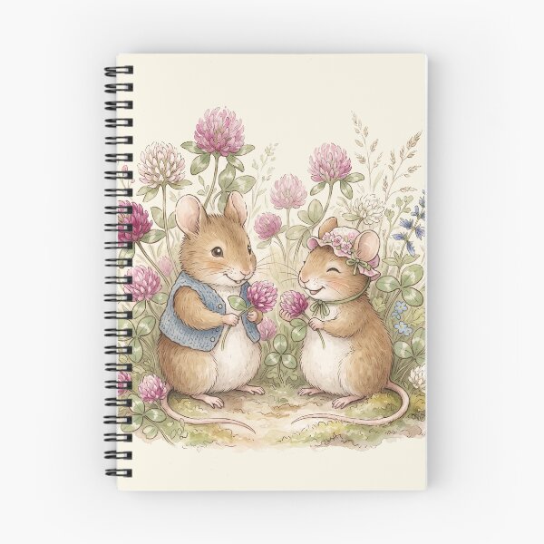 Item preview, Field Mice Clover Flowers Cottagecore Watercolor designed and sold by Pasteltone.