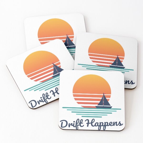 Item preview, Drift Happens Funny Retro Sunset Sailboat designed and sold by RudderlessArt.