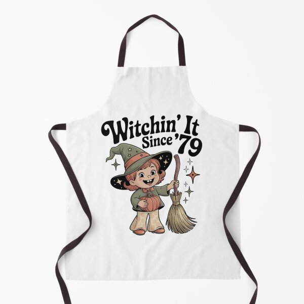 Item preview, Cute Witch with Pumpkin and Broom | Funny 1979 Halloween Birthday Graphic designed and sold by wellie-chic.