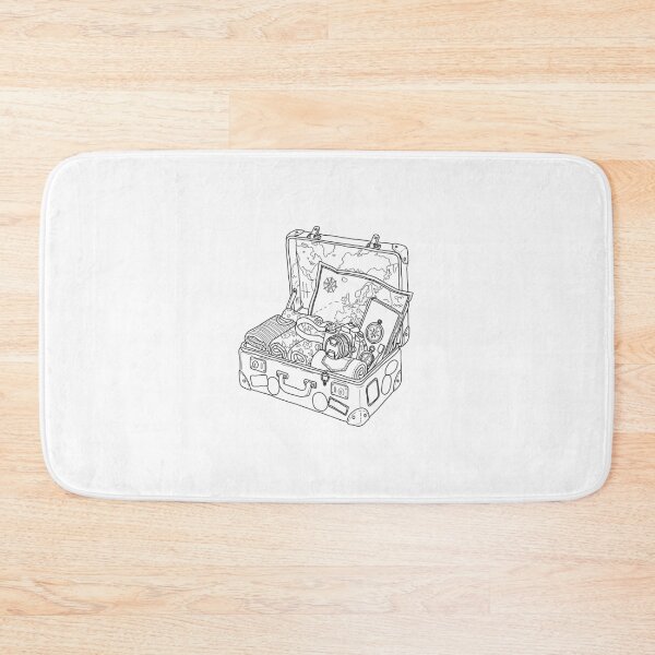 Item preview, Aesthetic Open Travel Suitcase with Camera and Map, Vintage Wanderlust Line Art Coloring Page designed and sold by polisi26.
