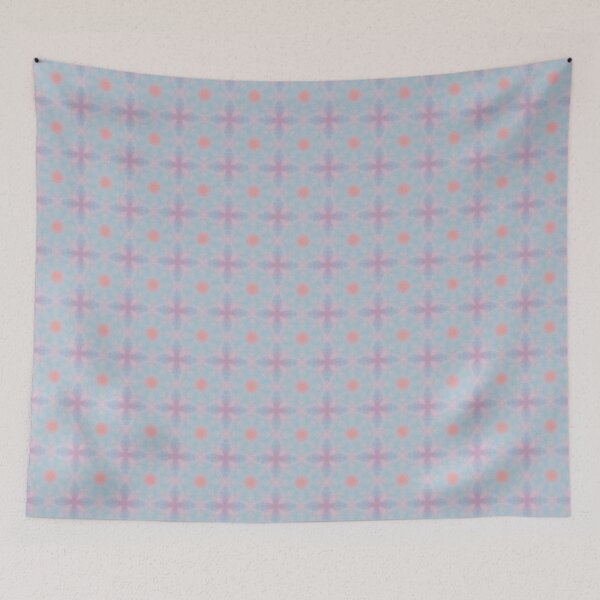Item preview, Pastel Coral Sky Blue Octagonal Tile Pattern Mandala - Duvet Cover designed and sold by ArithraStudio.