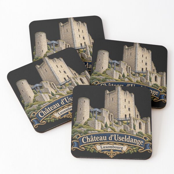 Item preview, Useldange Castle Luxembourg Embroidered Medieval Ruins Art designed and sold by Emoji Emblems.