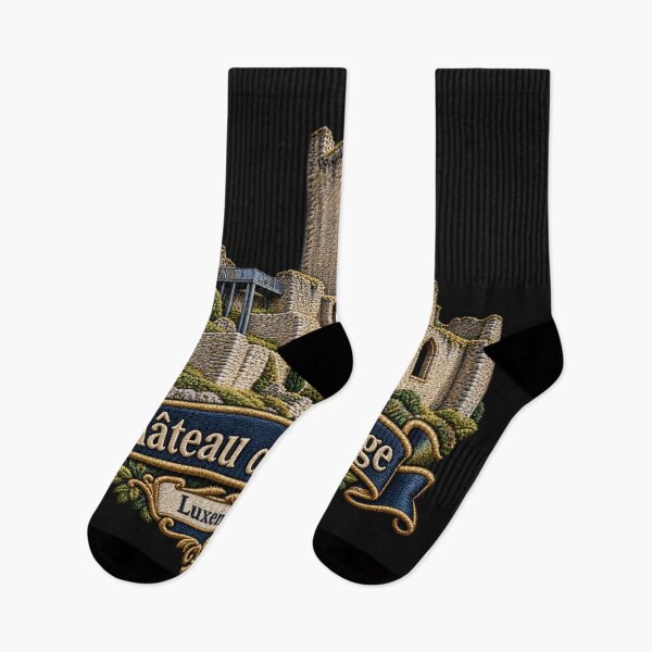 Item preview, Useldange Castle Luxembourg Embroidered Medieval Ruins Art designed and sold by Emoji Emblems.