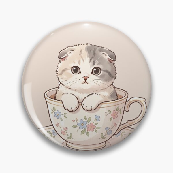 Item preview, Cute Scottish Fold Kitten in Floral Teacup designed and sold by AIG - Andrei Ilie Graphics.