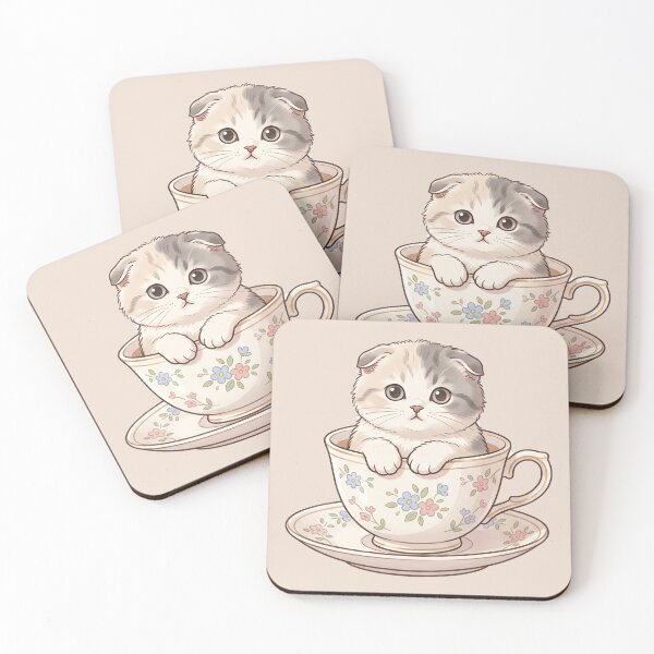 Item preview, Cute Scottish Fold Kitten in Floral Teacup designed and sold by AIG - Andrei Ilie Graphics.