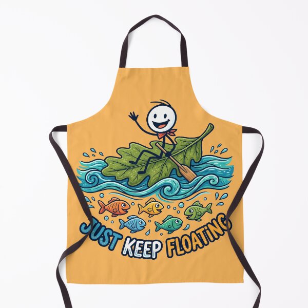 Item preview, Just Keep Floating - Happy Stick Figure Rowing on a Leaf designed and sold by Chroma Dreams .