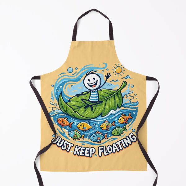 Item preview, Just Keep Floating - Happy Stick Figure Sailing on a Leaf designed and sold by Chroma Dreams .