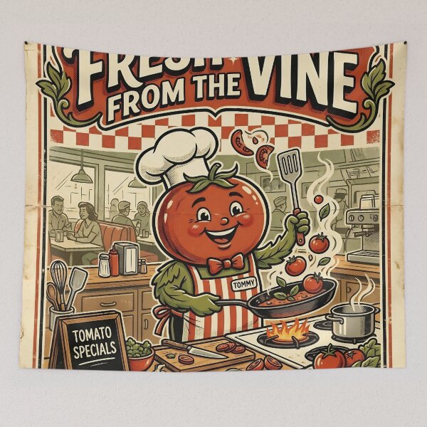 Item preview, Vintage Cartoon Tomato Chef Poster designed and sold by JC Art Creations.