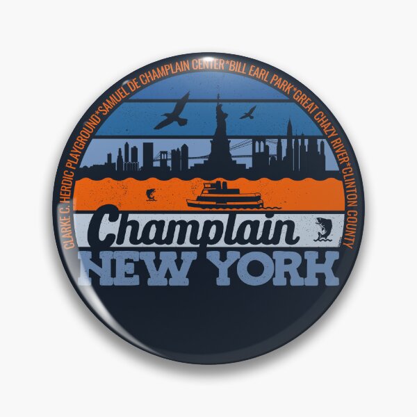 Item preview, Champlain New York Sunset Retro Vintage Local Pride Logo designed and sold by CRHPOD20.