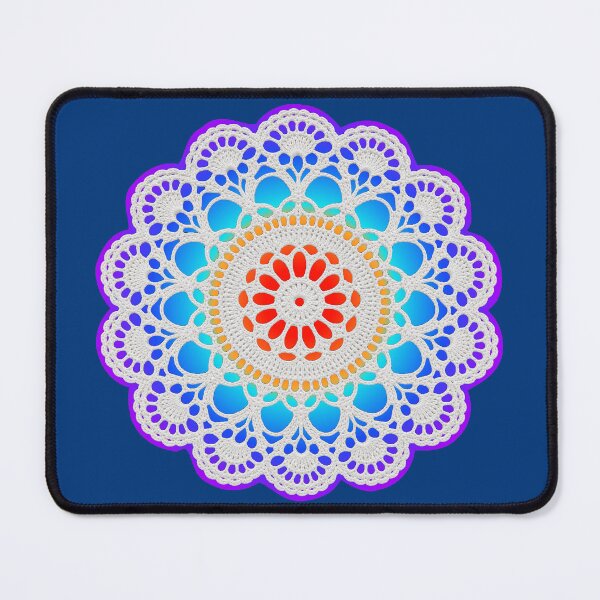 Item preview, White Lace Doily Retro Vibes on Colorful Mandala Shapes Mania designed and sold by Shapes-Mania.