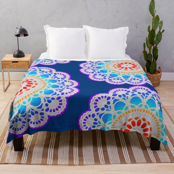 Item preview, White Lace Doily Retro Vibes on Colorful Mandala Shapes Mania designed and sold by Shapes-Mania.
