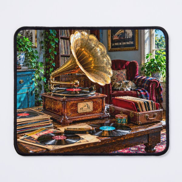 Item preview, Edwardian Gramophone Room with Sleeping Cat designed and sold by AJEvans.