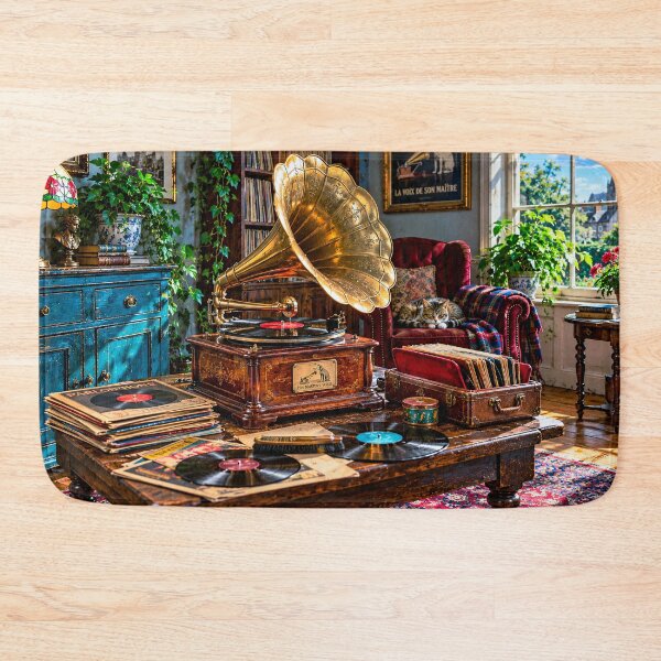 Item preview, Edwardian Gramophone Room with Sleeping Cat designed and sold by AJEvans.